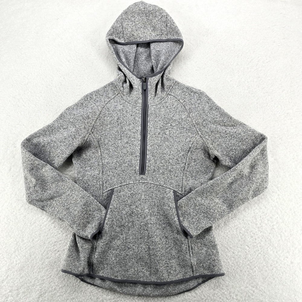 Lululemon Fleece Thank You Womens Size 8 Half Zip Hoodie Heather Gray‎ Pullover